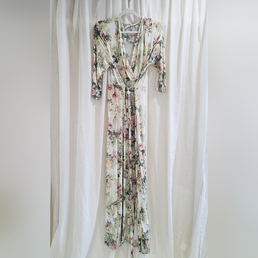 Pinkblush floral wrap maxi dress